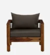 Almeria Sheesham Wood 1 Seater Sofa In Scratch Resistant Rustic Walnut Finish - Image 5