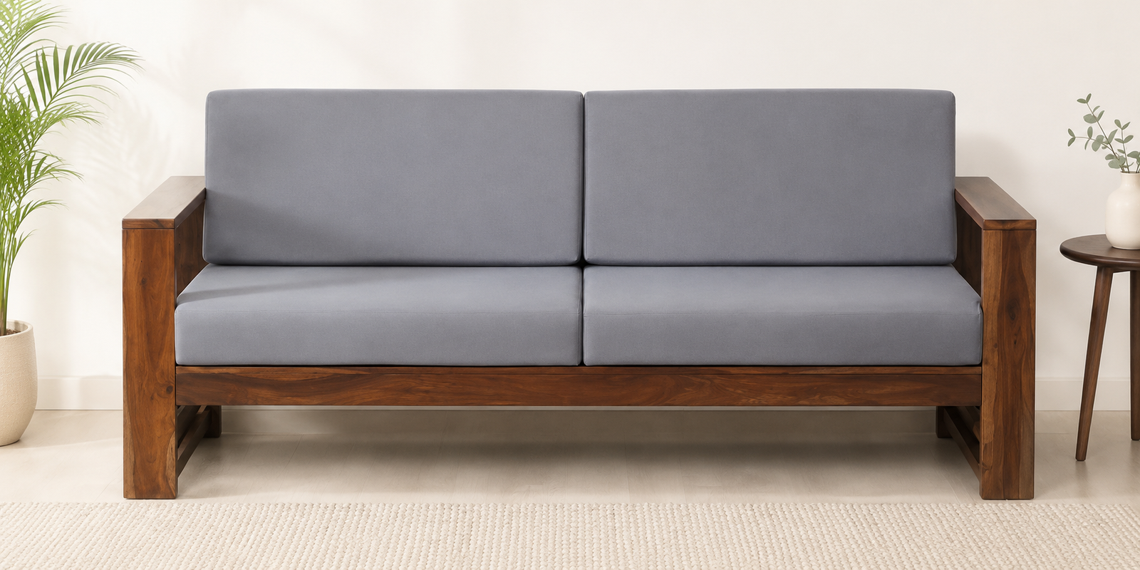 Arcadia Solid Wood 3 Seater Sofa in Provincial Teak Finish (1) Arcadia Solid Wood 3 Seater Sofa in Provincial Teak Finish - Image 1