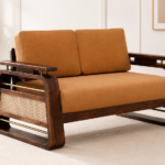Aurelia Premium Fabric 2 Seater Sofa in Beige Finish