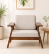 Caldero Sheesham Wood 1 Seater Sofa In Scratch Resistant Natural Wood Finish