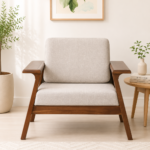 Caldero Sheesham Wood 1 Seater Sofa In Scratch Resistant Natural Wood Finish