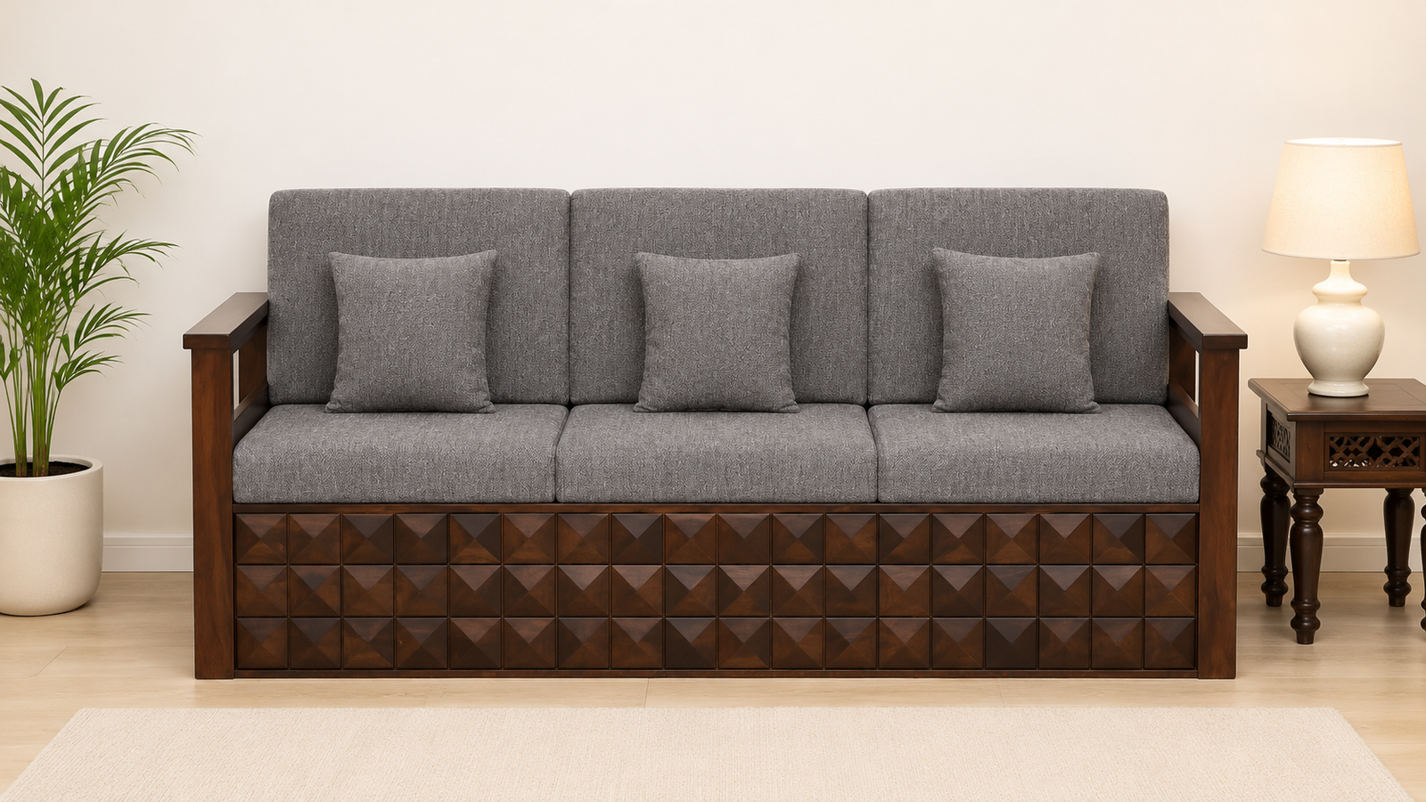 Crown Artisan Sheesham Wood Sofa with Contemporary Styling (1) Crown Artisan Sheesham Wood Sofa with Contemporary Styling - Image 1