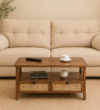 Elara Handcrafted Sheesham Wood Coffee Table in Warm Walnut Finish