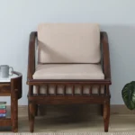 Fairmont Sheesham Wood 1 Seater Sofa in Scratch Resistant Provincial Teak Finish