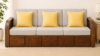 Hamilton Sheesham Wood 3 Seater Sofa with Premium Beige Cushions