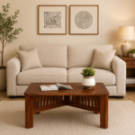 Jurelia Solid Wood Centre Table with Spacious Drawer and Shelf