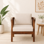 Kreston Sheesham Wood 1 Seater Sofa in Scratch Resistant Honey Finish