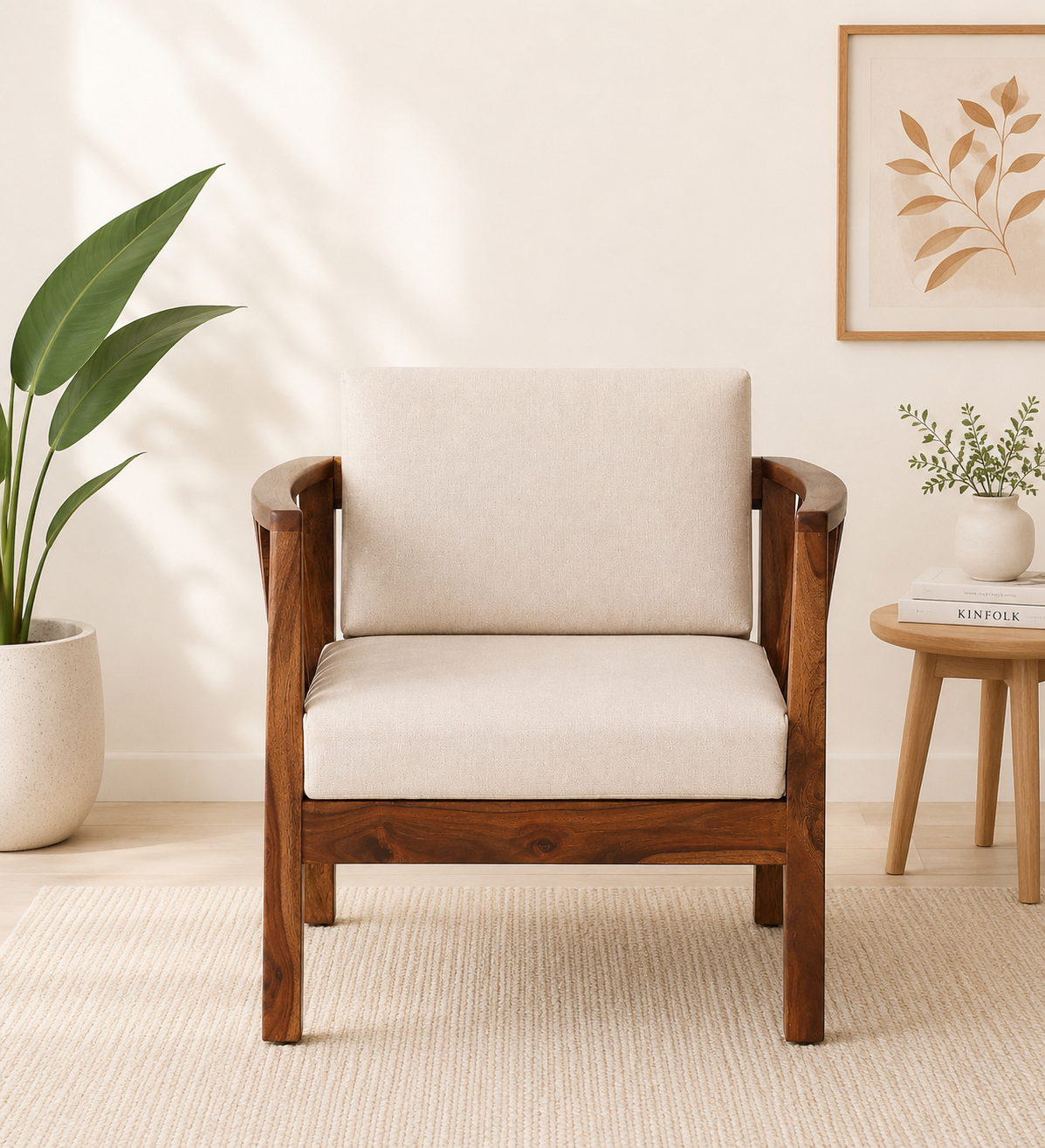 Kreston Sheesham Wood 1 Seater Sofa in Scratch Resistant Honey Finish (1) Kreston Sheesham Wood 1 Seater Sofa in Scratch Resistant Honey Finish - Image 1