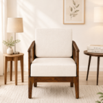 Langford Sheesham Wood 1 Seater Sofa in Scratch Resistant Walnut Finish