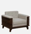 Livorno Sheesham Wood 1 Seater Sofa In Scratch Resistant Golden Oak Finish - Image 3
