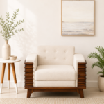 Livorno Sheesham Wood 1 Seater Sofa In Scratch Resistant Golden Oak Finish