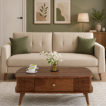 Marlow Fluted Sheesham Wood Coffee Table with Spacious Storage Drawer