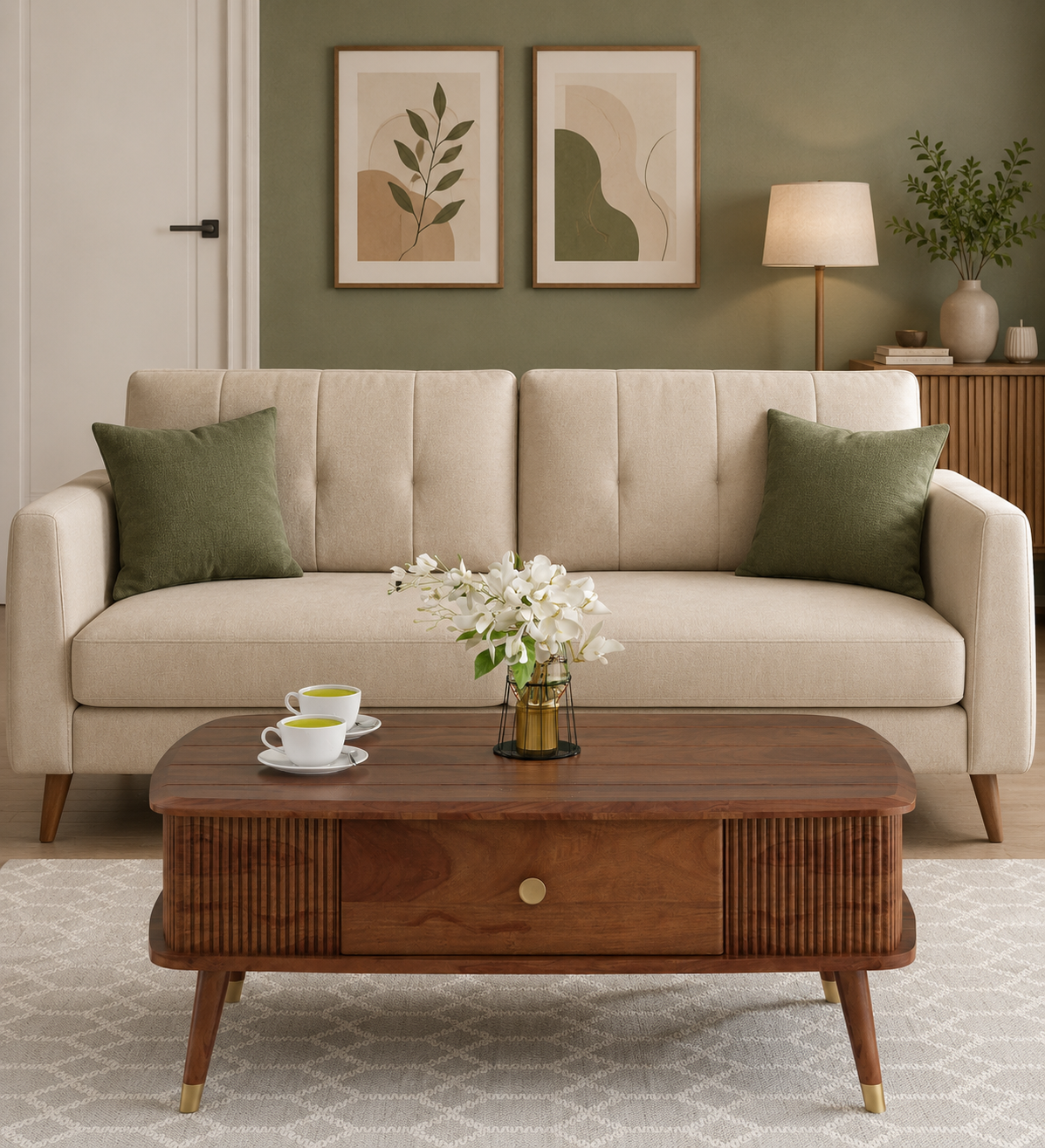 Marlow Fluted Sheesham Wood Coffee Table with Spacious Storage Drawer royal sheesham (6) Marlow Fluted Sheesham Wood Coffee Table with Spacious Storage Drawer - Image 1