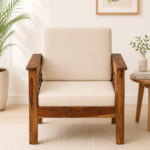 Marsala Sheesham Wood 1 Seater Sofa In Scratch Resistant Ebony Brown Finish