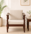 Navarra Sheesham Wood 1 Seater Sofa In Scratch Resistant Light Teak Finish