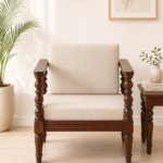 Navarra Sheesham Wood 1 Seater Sofa In Scratch Resistant Light Teak Finish