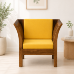 Solano Sheesham Wood 1 Seater Sofa In Scratch Resistant Dark Mahogany Finish