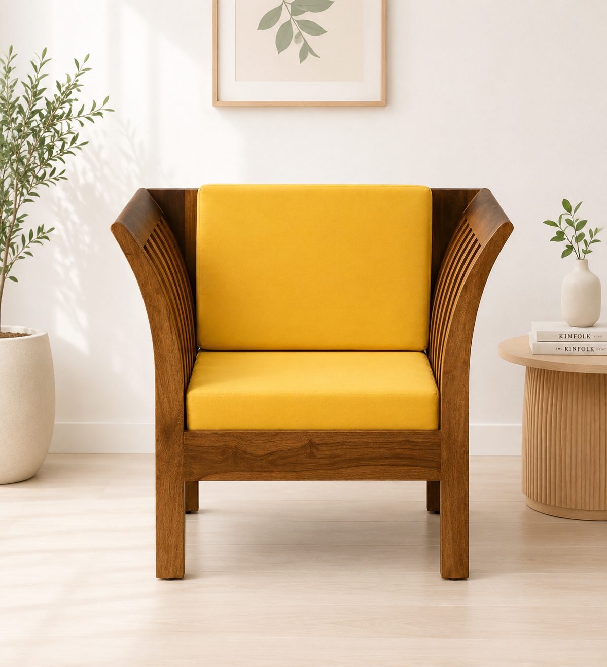 Solano Sheesham Wood 1 Seater Sofa In Scratch Resistant Dark Mahogany Finish (1) Solano Sheesham Wood 1 Seater Sofa In Scratch Resistant Dark Mahogany Finish - Image 1
