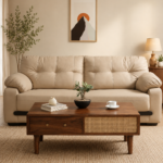 Sverett Solid Sheesham Wood Coffee Table with Elegant Brass Accents