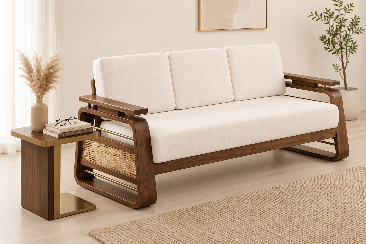 Valencia Premium Sheesham Wood Sofa for Living Room Spaces (1) Valencia Premium Sheesham Wood Sofa for Living Room Spaces - Image 1