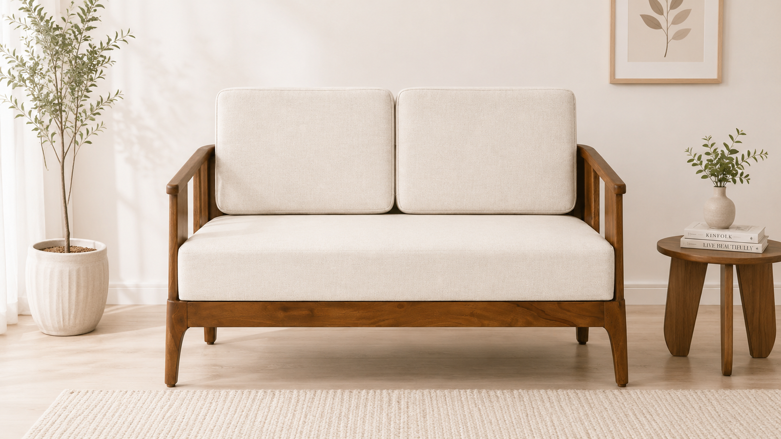 Velmont Modern Fabric 2 Seater Sofa in Rich Finish (1) Velmont Modern Fabric 2 Seater Sofa in Rich Finish - Image 1