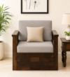 Verona Sheesham Wood 1 Seater Sofa In Scratch Resistant Antique Brown Finish