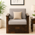 Verona Sheesham Wood 1 Seater Sofa In Scratch Resistant Antique Brown Finish