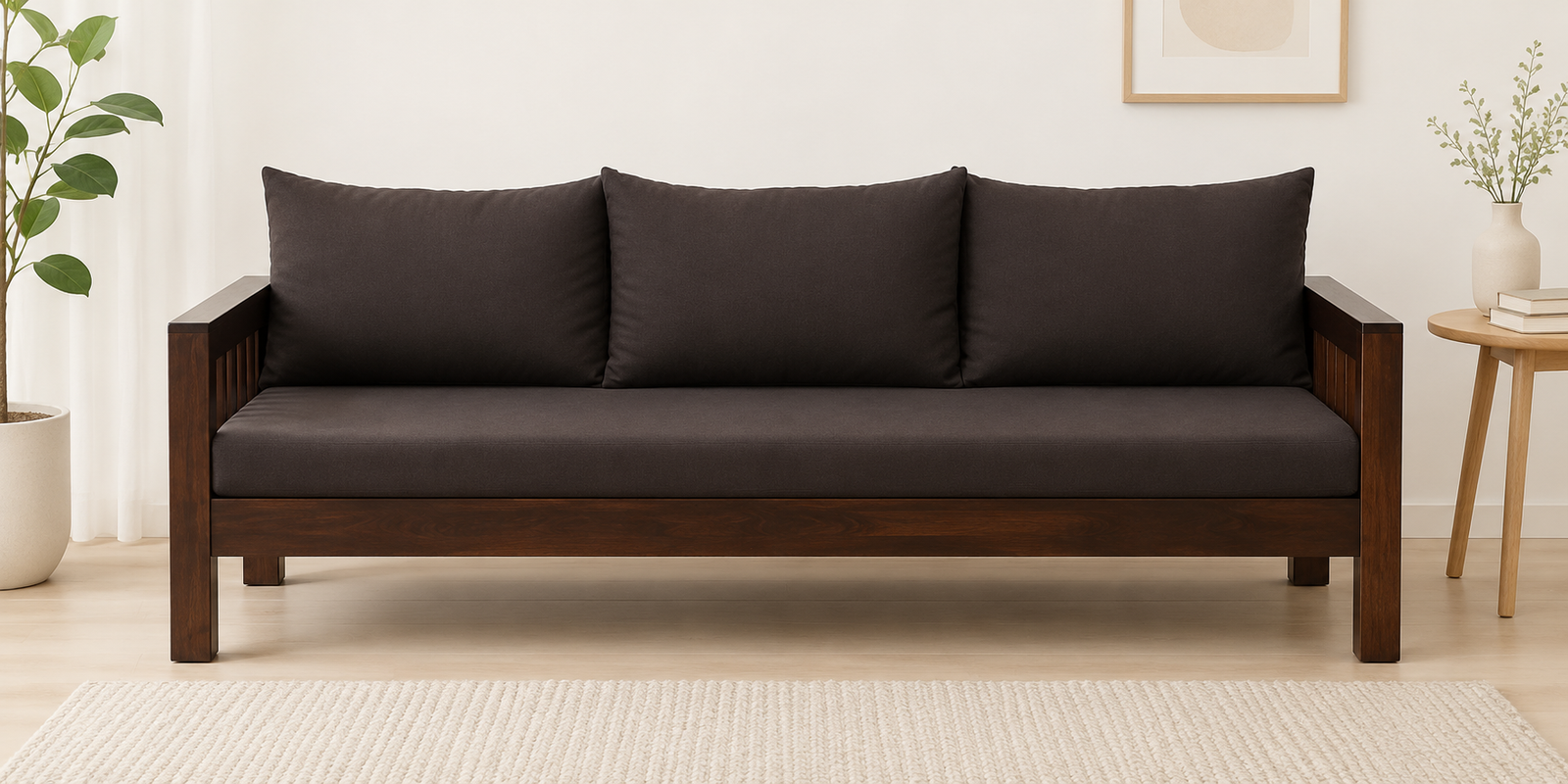 Wellington Sheesham Wood 3 Seater Sofa in Honey Oak Finish (1) Wellington Sheesham Wood 3 Seater Sofa in Honey Oak Finish - Image 1