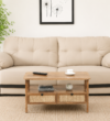 Hartley Acacia Wood Coffee Table in Rustic Brown Finish