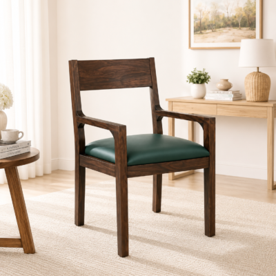 Alderbrook Solid Sheesham Wood Modern Upholstered Accent Chair for Living Room