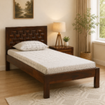 Amrolia Sheesham Wood Single Bed with Warm Natural Tone and Sturdy Build for Home