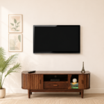 Arvesta Premium Wooden TV Console with Dual Cabinets and Open Shelf Design