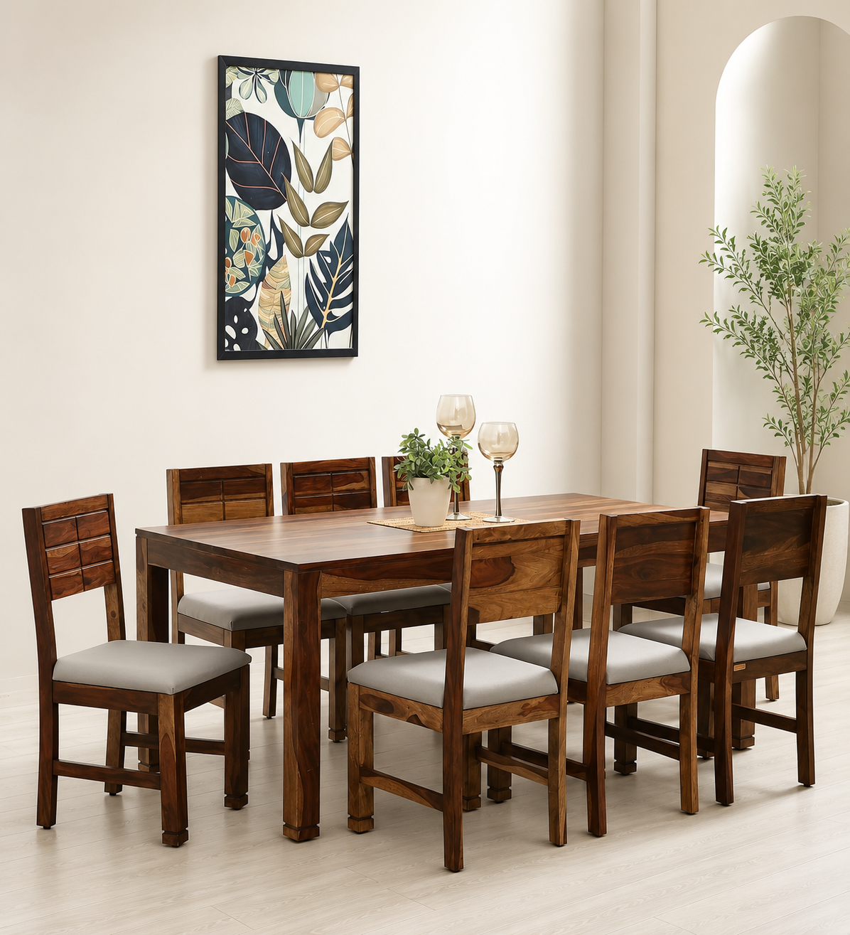 Astera Solid Sheesham Wood 8 Seater Dining Table Set with Premium Finish (1) Astera Solid Sheesham Wood 8 Seater Dining Table Set with Premium Finish - Image 1