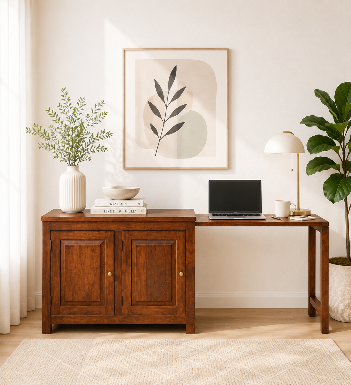 Avenza Modern Sheesham Wood Cabinet with Functional Storage Solution (1) Avenza Modern Sheesham Wood Cabinet with Functional Storage Solution - Image 1
