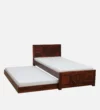 Belnora Solid Wood Single Bed with Elegant Headboard Design in Natural Wood Tone - Image 3