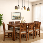 Brinley Solid Sheesham Wood 8 Seater Dining Table with Chair Set