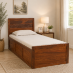 Brivora Solid Wood Single Bed with Contemporary Frame in Natural Wood Shade