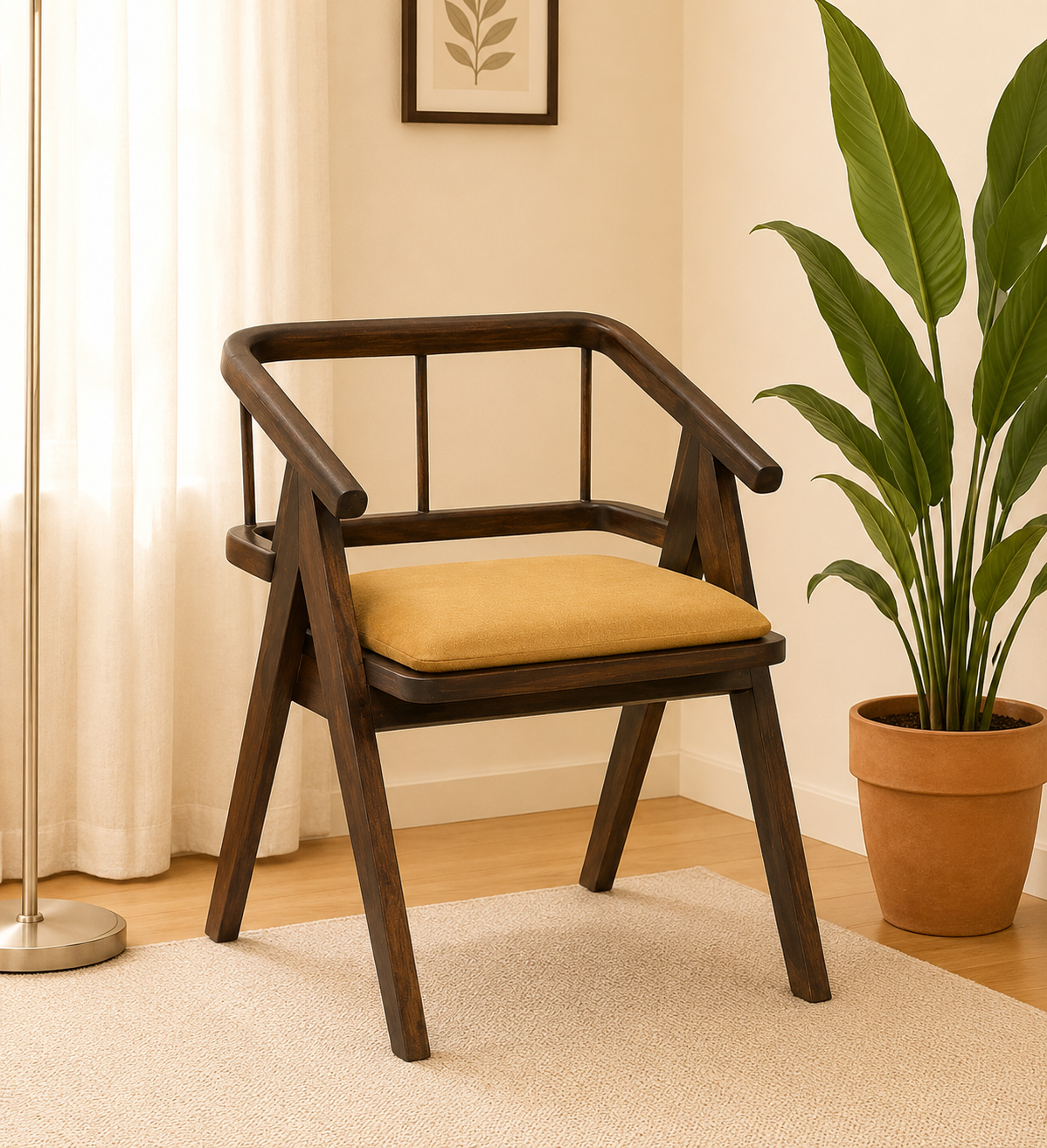 Brookfield Handcrafted Solid Sheesham Wood Dining Chair in Provincial Teak Finish (1) Brookfield Handcrafted Solid Sheesham Wood Dining Chair in Provincial Teak Finish - Image 1
