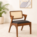 Brookstone Solid Sheesham Wood Designer Dining Chair with Premium Fabric Seat