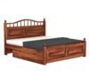 Carvello Contemporary Solid Sheesham Wood Bed with Hydraulic Lift Storage - Image 5