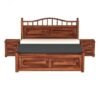 Carvello Contemporary Solid Sheesham Wood Bed with Hydraulic Lift Storage - Image 6
