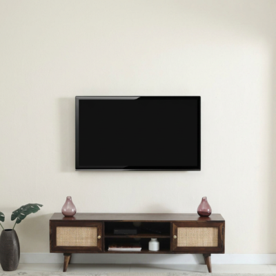 Cervona Wooden TV Unit with Elegant Storage and Display Shelves