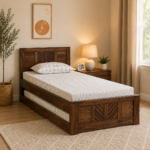 Corvexa Solid Wood Single Bed with Rustic Charm in Natural Grain Finish