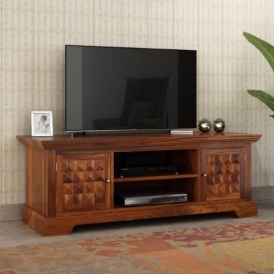Corviston Premium Sheesham Wood Entertainment Unit in Natural Finish