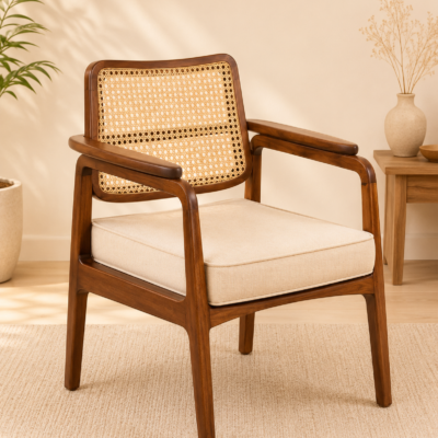 Crestvale Premium Sheesham Wood Dining Chair with Comfortable Cushioned Seat