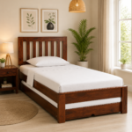 Denvira Solid Wood Single Bed with Modern Design and Smooth Natural Grain Finish