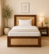 Draveen Solid Wood Single Bed with Elegant Base in Rich Natural Grain