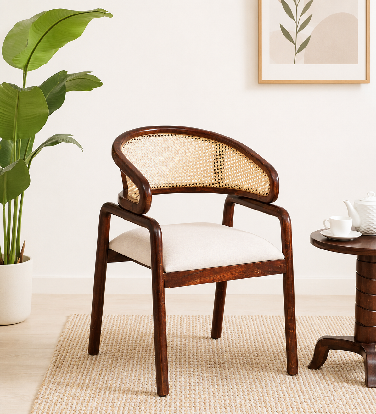 Elmhurst Solid Sheesham Wood Classic High Back Dining Chair for Everyday Comfort (1) Elmhurst Solid Sheesham Wood Classic High Back Dining Chair for Everyday Comfort - Image 1