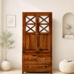 Elowen Solid Sheesham Wood 2 Door Wardrobe with Spacious Hanging Storage