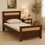 Elvondra Sheesham Wood Single Bed with Sturdy Legs in Warm Natural Finish